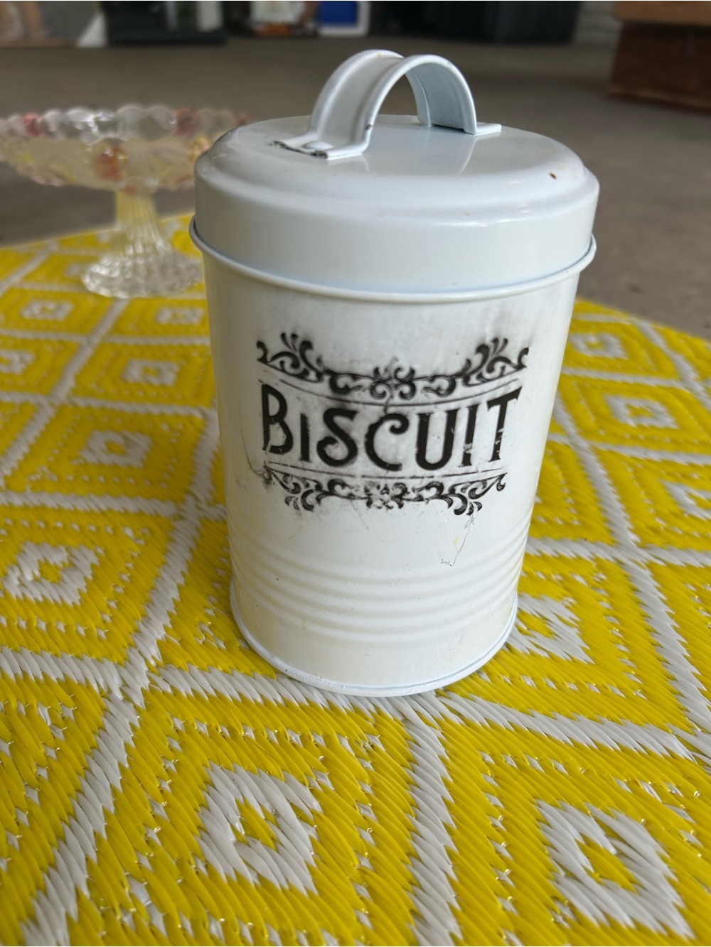 White 'Biscuit' Metal Canister